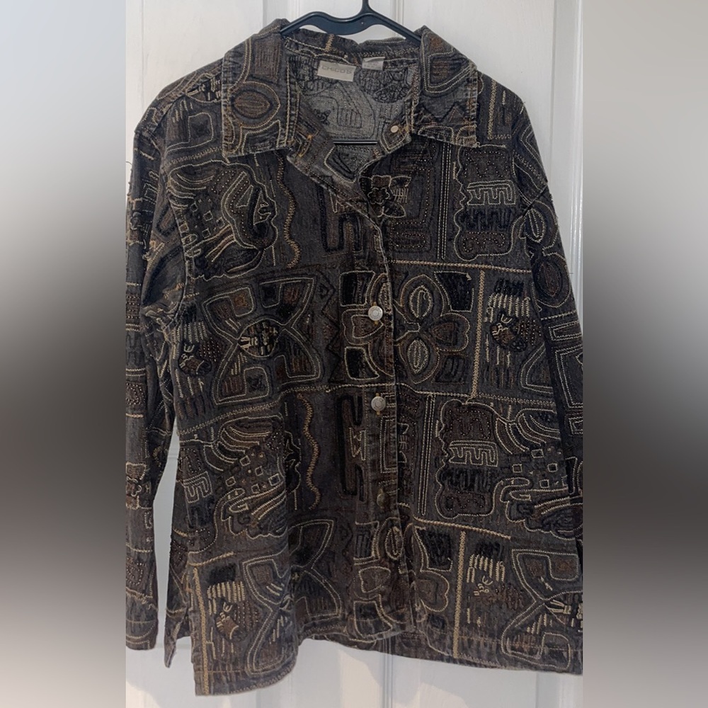 Women’s Chico’s embroidered jean jacket